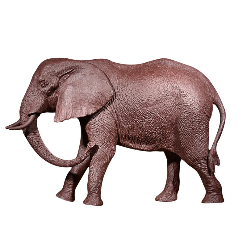 Yixing Purplue Sand Tea Pet Decoration Boutique Replica Elephant Auspicious Patterns Sculpture Tea Pet Ornaments Large Firewood