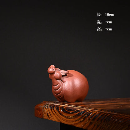 Yixing Purplue Sand Tea Pet Decoration Boutique Supportable Zodiac Animal Cow Handmade Tea Set Tea Tray Utensils Fu Niu