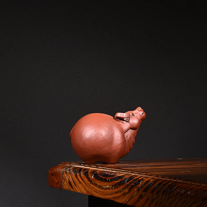 Yixing Purplue Sand Tea Pet Decoration Boutique Supportable Zodiac Animal Cow Handmade Tea Set Tea Tray Utensils Fu Niu