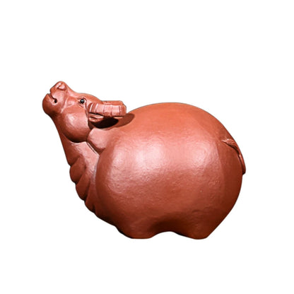 Yixing Purplue Sand Tea Pet Decoration Boutique Supportable Zodiac Animal Cow Handmade Tea Set Tea Tray Utensils Fu Niu