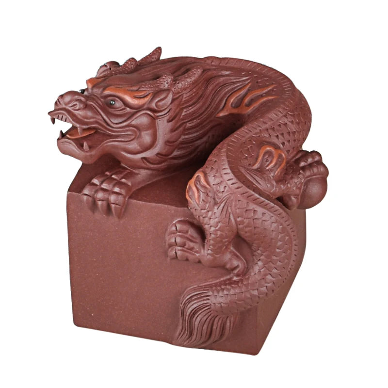 Yixing Purplue Sand Tea Pet Decoration Supportable Dragon-Printed Sculpture Yuxi Hand Pieces Tea Tray Tea Set Decoration Dragon