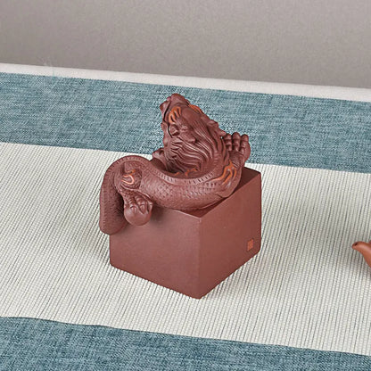 Yixing Purplue Sand Tea Pet Decoration Supportable Dragon-Printed Sculpture Yuxi Hand Pieces Tea Tray Tea Set Decoration Dragon
