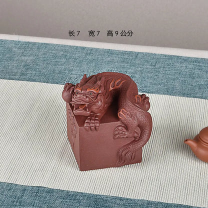 Yixing Purplue Sand Tea Pet Decoration Supportable Dragon-Printed Sculpture Yuxi Hand Pieces Tea Tray Tea Set Decoration Dragon