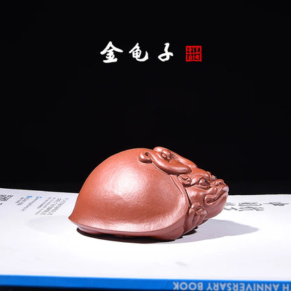 Yixing Purplue Sand Tea Pet Handmade Lucky Dragon Turtle Dahongpao Tea Supportable Raw Ore Tea Set Tea Table Play Decoration Bou