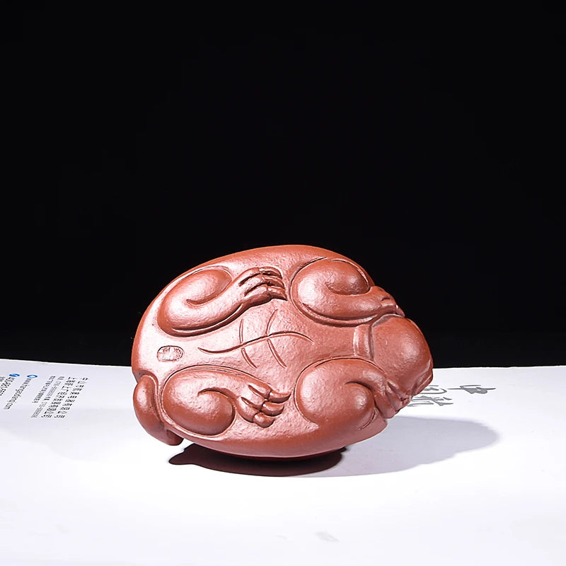 Yixing Purplue Sand Tea Pet Handmade Lucky Dragon Turtle Dahongpao Tea Supportable Raw Ore Tea Set Tea Table Play Decoration Bou