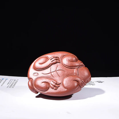 Yixing Purplue Sand Tea Pet Handmade Lucky Dragon Turtle Dahongpao Tea Supportable Raw Ore Tea Set Tea Table Play Decoration Bou