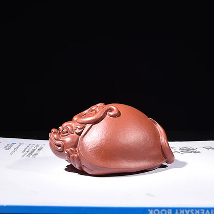 Yixing Purplue Sand Tea Pet Handmade Lucky Dragon Turtle Dahongpao Tea Supportable Raw Ore Tea Set Tea Table Play Decoration Bou