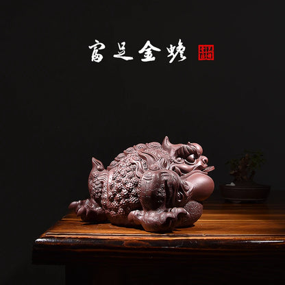Yixing Purplue Sand Tea Pet Lucky Fortune Golden Toad Three Feet Golden Toad Golden Toad Toad Fine Ornaments Supportable Tea Cer