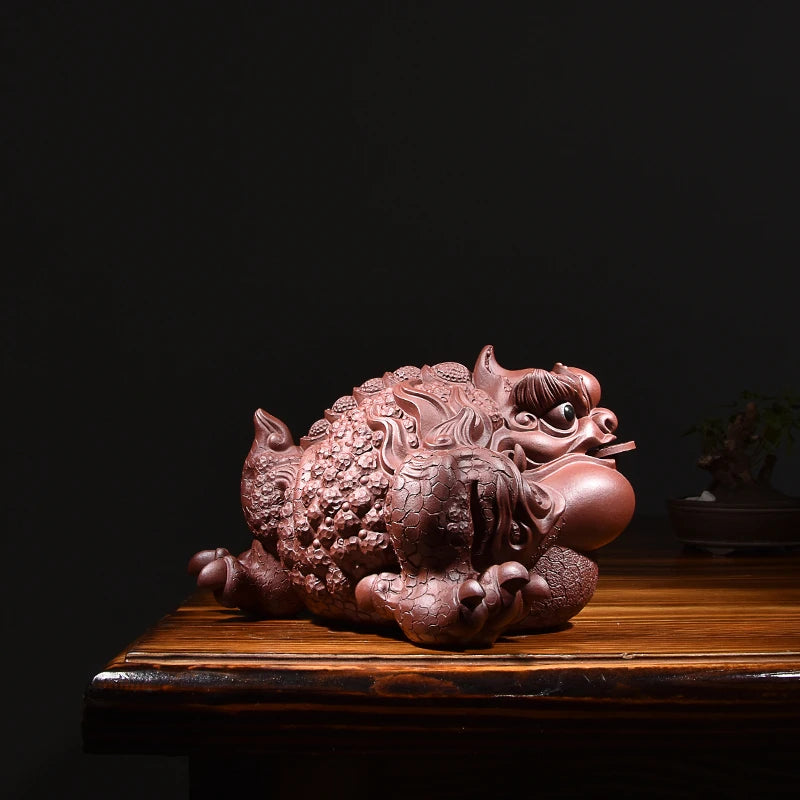 Yixing Purplue Sand Tea Pet Lucky Fortune Golden Toad Three Feet Golden Toad Golden Toad Toad Fine Ornaments Supportable Tea Cer