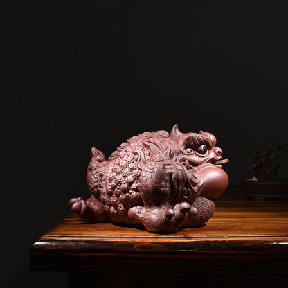 Yixing Purplue Sand Tea Pet Lucky Fortune Golden Toad Three Feet Golden Toad Golden Toad Toad Fine Ornaments Supportable Tea Cer