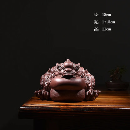 Yixing Purplue Sand Tea Pet Lucky Fortune Golden Toad Three Feet Golden Toad Golden Toad Toad Fine Ornaments Supportable Tea Cer