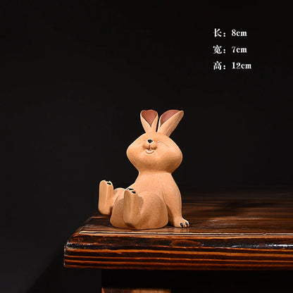 Yixing Purplue Sand Tea Pet Pairs of Rabbit Chinese Zodiac Sign of Rabbit Brushed Pure Handmade Boutique Creative Supportable Te