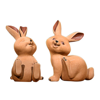 Yixing Purplue Sand Tea Pet Pairs of Rabbit Chinese Zodiac Sign of Rabbit Brushed Pure Handmade Boutique Creative Supportable Te