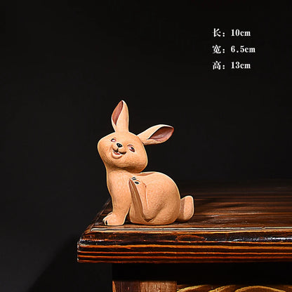 Yixing Purplue Sand Tea Pet Pairs of Rabbit Chinese Zodiac Sign of Rabbit Brushed Pure Handmade Boutique Creative Supportable Te