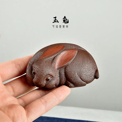 Yixing Purplue Sand Tea Pet Tea Tray Ornament Boutique Small Raw Ore Handmade Supportable Zodiac Rabbit Tea Pet Jade Hare