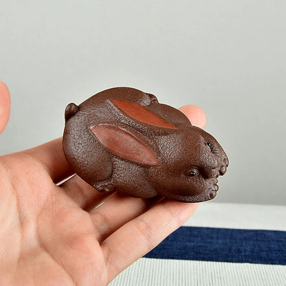 Yixing Purplue Sand Tea Pet Tea Tray Ornament Boutique Small Raw Ore Handmade Supportable Zodiac Rabbit Tea Pet Jade Hare