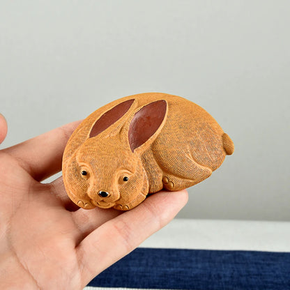 Yixing Purplue Sand Tea Pet Tea Tray Ornament Boutique Small Raw Ore Handmade Supportable Zodiac Rabbit Tea Pet Jade Hare