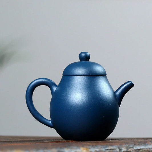 Yixing Raw Ore Azure Mud Tea Kettle Hand-painted Lotus Purple Clay Teapot Ball Hole Filter Beauty Tea Pot Tea Set Supplies 130ml