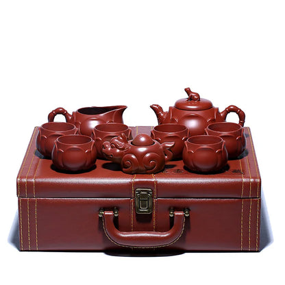 Yixing Raw Ore Dahongpao Tea Teapot Set Frog Lotus Root Teapot Pitcher Chopsticks Tea Cup Purple Clay Pot