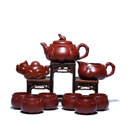 Yixing Raw Ore Dahongpao Tea Teapot Set Frog Lotus Root Teapot Pitcher Chopsticks Tea Cup Purple Clay Pot