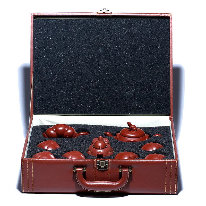 Yixing Raw Ore Dahongpao Tea Teapot Set Frog Lotus Root Teapot Pitcher Chopsticks Tea Cup Purple Clay Pot
