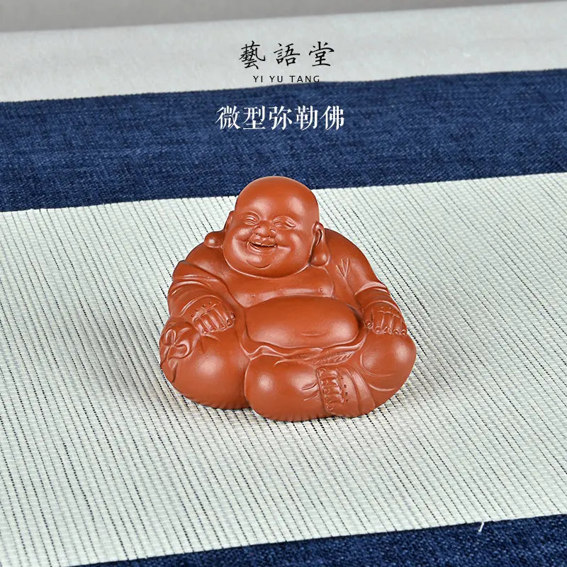Yixing Raw Ore Handmade Tea Tray Ornament Accessories Boutique Supportable Cinnabar Sand Miniature Maitreya Buddha Smiling
