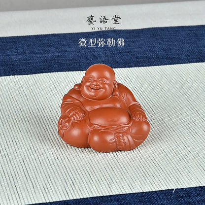 Yixing Raw Ore Handmade Tea Tray Ornament Accessories Boutique Supportable Cinnabar Sand Miniature Maitreya Buddha Smiling