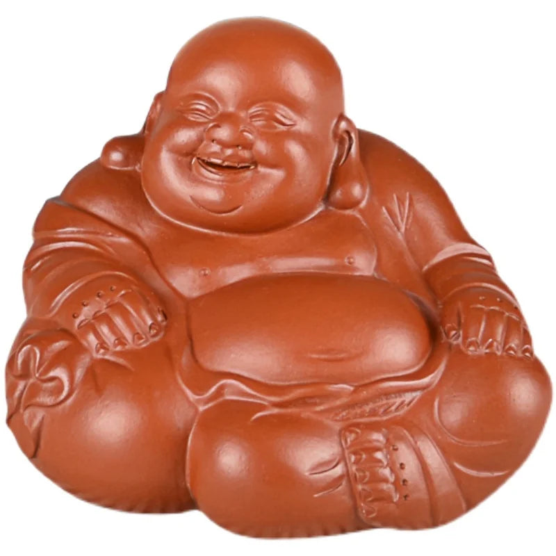 Yixing Raw Ore Handmade Tea Tray Ornament Accessories Boutique Supportable Cinnabar Sand Miniature Maitreya Buddha Smiling