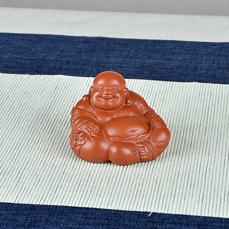 Yixing Raw Ore Handmade Tea Tray Ornament Accessories Boutique Supportable Cinnabar Sand Miniature Maitreya Buddha Smiling