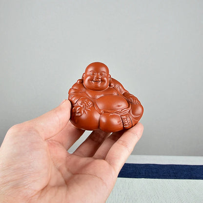Yixing Raw Ore Handmade Tea Tray Ornament Accessories Boutique Supportable Cinnabar Sand Miniature Maitreya Buddha Smiling