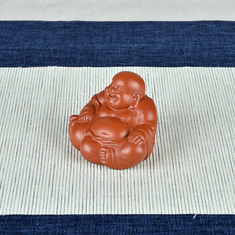 Yixing Raw Ore Handmade Tea Tray Ornament Accessories Boutique Supportable Cinnabar Sand Miniature Maitreya Buddha Smiling