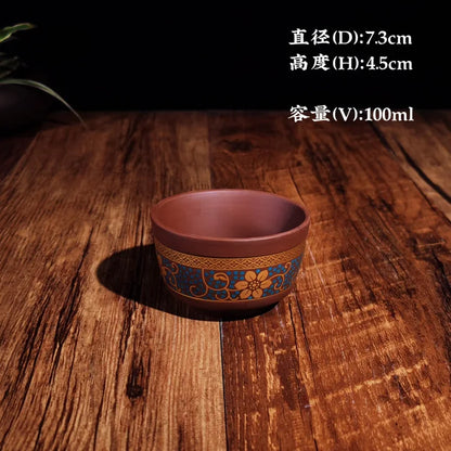 Yixing Raw Ore Purple Clay Teacup Boutique Handmade Tea Bowl Master Tea Cup Chinese Authentic Zisha Tea Set 100ml
