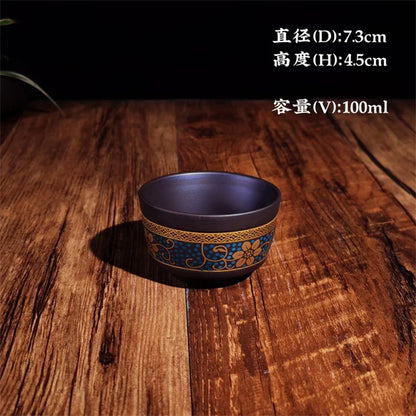 Yixing Raw Ore Purple Clay Teacup Boutique Handmade Tea Bowl Master Tea Cup Chinese Authentic Zisha Tea Set 100ml