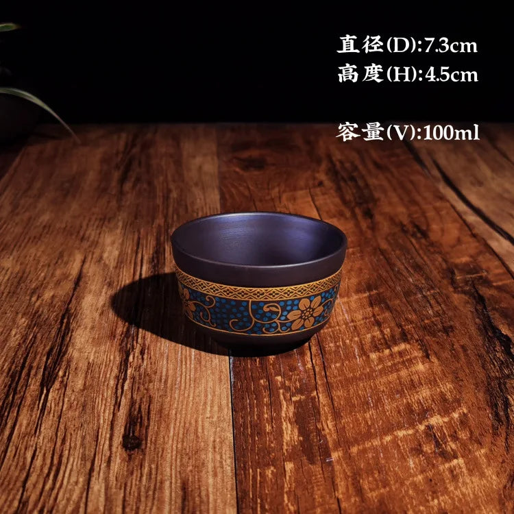 Yixing Raw Ore Purple Clay Teacup Boutique Handmade Tea Bowl Master Tea Cup Chinese Authentic Zisha Tea Set 100ml