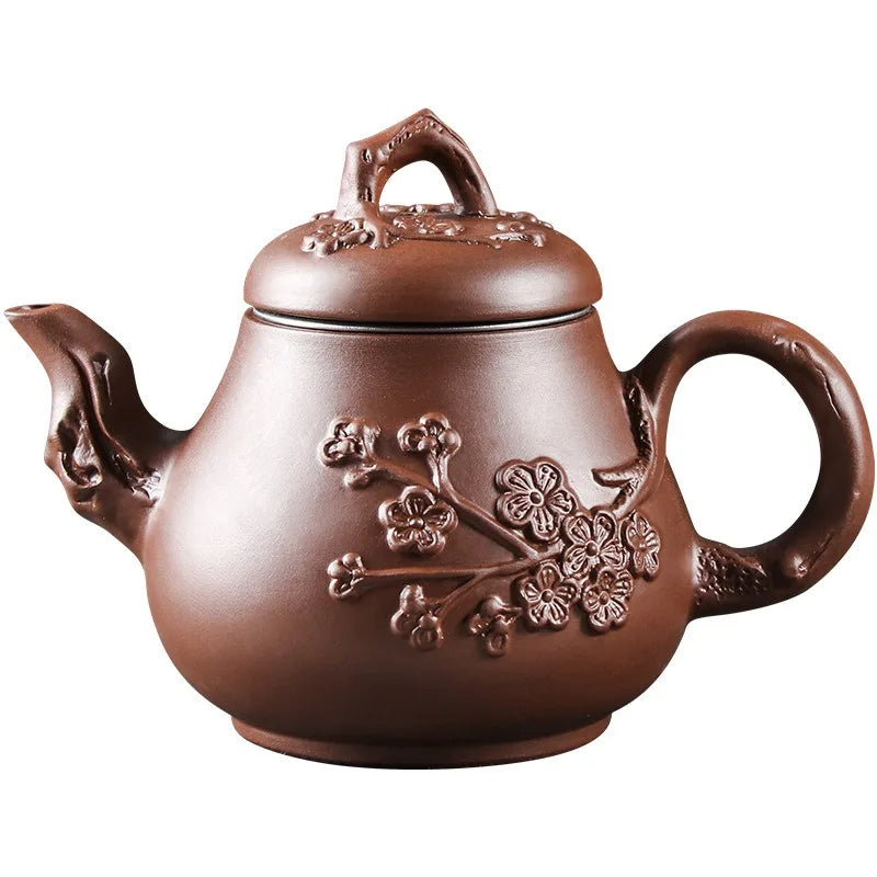 Yixing Raw Ore Purple Clay Teapot Antique Zhu Mud Beauty Tea Pot Hand Painted Plum Filter Kettle Customized Chinese Tea Sets