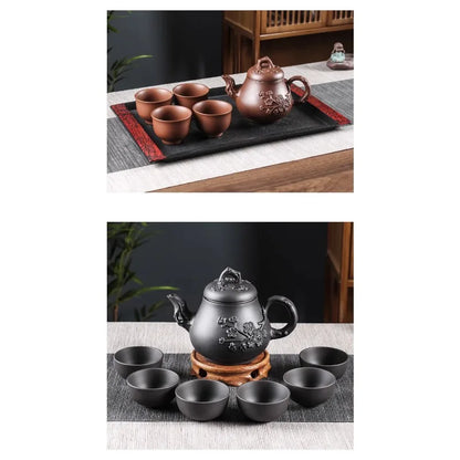 Yixing Raw Ore Purple Clay Teapot Antique Zhu Mud Beauty Tea Pot Hand Painted Plum Filter Kettle Customized Chinese Tea Sets