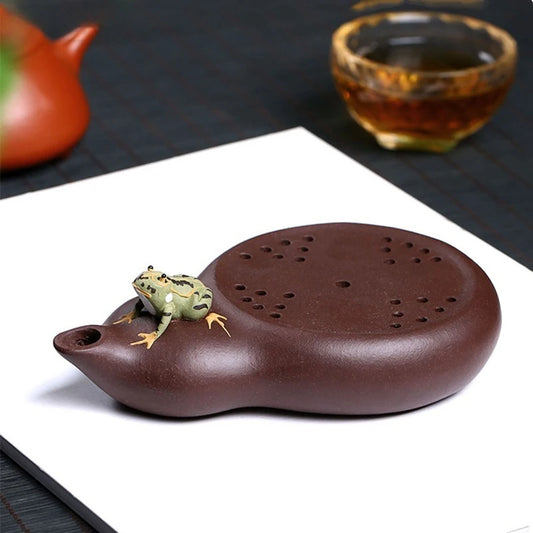 Yixing Raw Ore Purple Clay Teapot Tray Handmade Ceramic Tea Tray Creative Gourd-shaped Cup Trays Traditional Tea Accessories