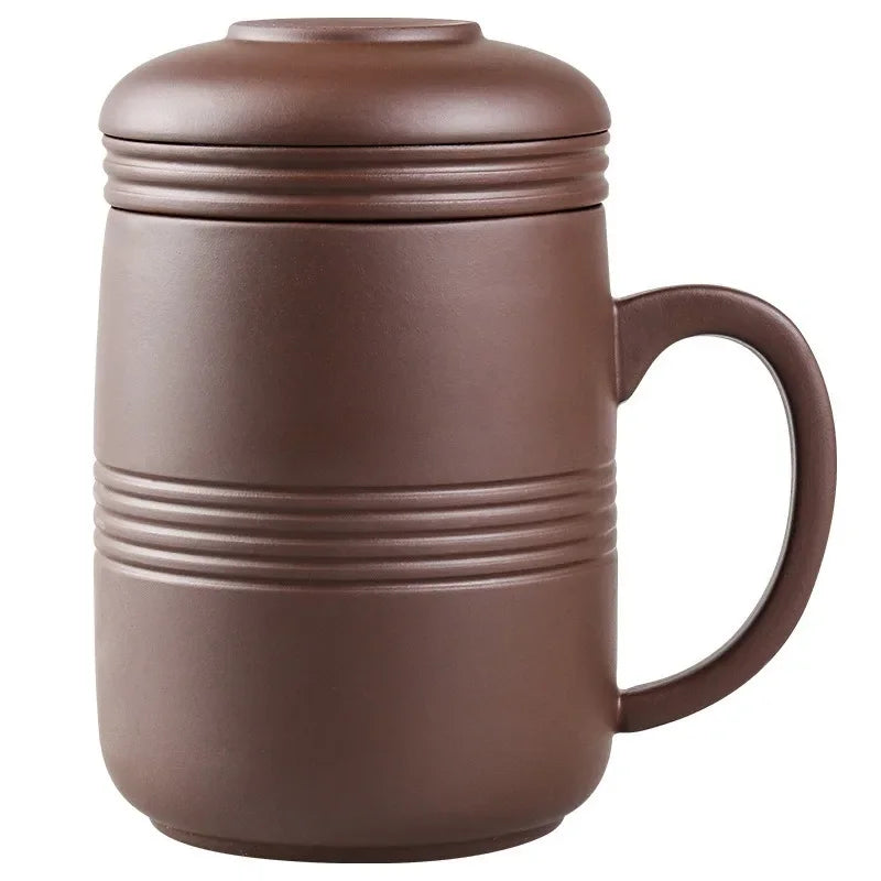 Yixing Raw Ore Purple Sand Cup with Cover Filter Liner Health Tea Cup Pure Handmade Tea Cup Office Cup Kungfu Tea Set 300- 350ML