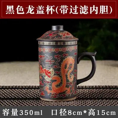 Yixing-Raw Ore Purple Sand Cup with Cover Filter Liner, Health Tea Cup, Pure Handmade Tea Cup, Office Cup, Kungfu Tea Set