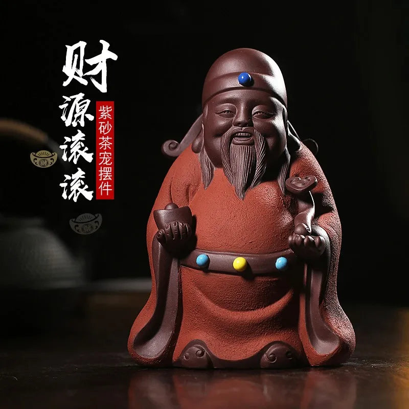 Yixing Raw Ore Purple Sand Tea Ornaments Decoration Boutique Creative Tea Carve Tea Table Decoration Large God of Wealth