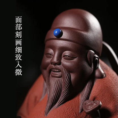 Yixing Raw Ore Purple Sand Tea Ornaments Decoration Boutique Creative Tea Carve Tea Table Decoration Large God of Wealth