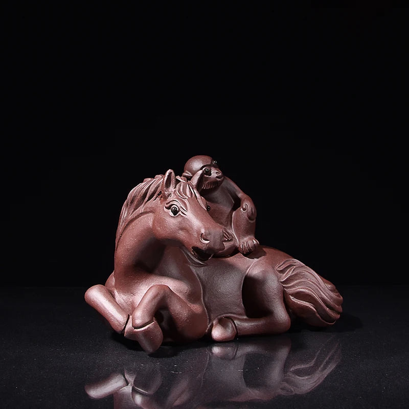 Yixing Raw Ore Purple Sand Tea Ornaments Handmade Boutique Supportable Animal Horse Monkey Immediate Promotion Tea Ceremony Tea