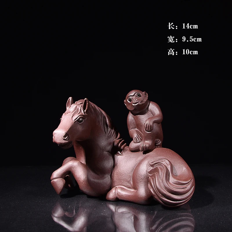 Yixing Raw Ore Purple Sand Tea Ornaments Handmade Boutique Supportable Animal Horse Monkey Immediate Promotion Tea Ceremony Tea
