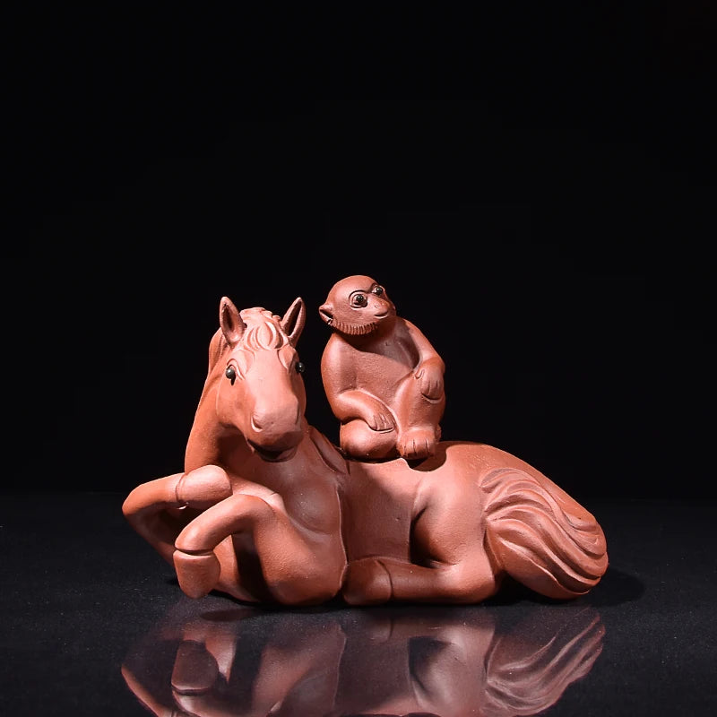 Yixing Raw Ore Purple Sand Tea Ornaments Handmade Boutique Supportable Animal Horse Monkey Immediate Promotion Tea Ceremony Tea