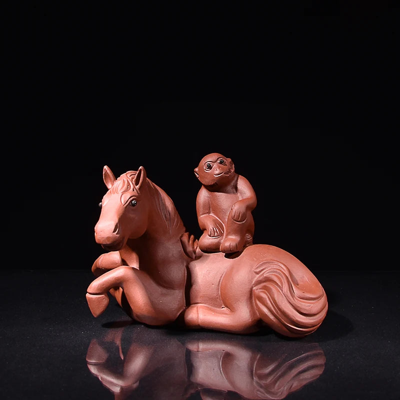 Yixing Raw Ore Purple Sand Tea Ornaments Handmade Boutique Supportable Animal Horse Monkey Immediate Promotion Tea Ceremony Tea