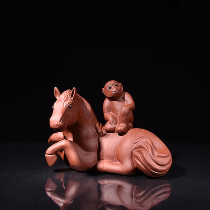 Yixing Raw Ore Purple Sand Tea Ornaments Handmade Boutique Supportable Animal Horse Monkey Immediate Promotion Tea Ceremony Tea