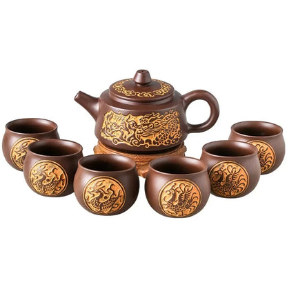Yixing Retro Bronze Zisha Pot Large Raw Ore Clay Teapot Ceramic Large Capacity Kettle Kungfu Flower Tea Pot Chinese Tea Set