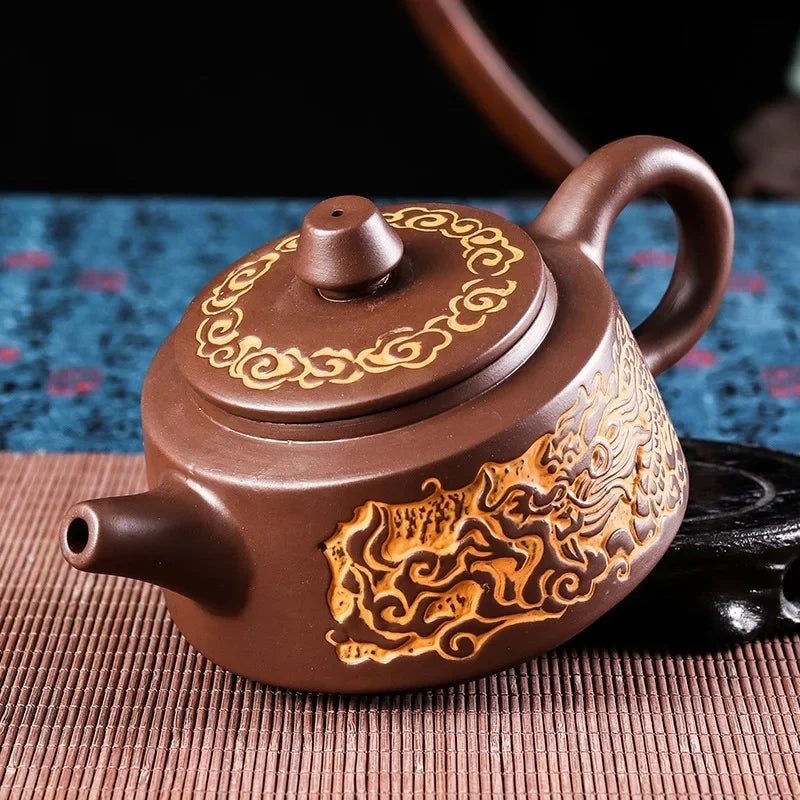 Yixing Retro Bronze Zisha Pot Large Raw Ore Clay Teapot Ceramic Large Capacity Kettle Kungfu Flower Tea Pot Chinese Tea Set