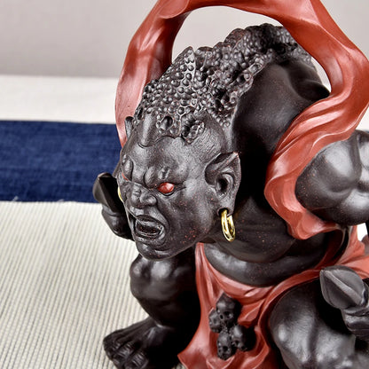 Yixing Sculpture Home Decoration Two Guardians of Ham and Ha Tea Ornaments Chinese Traditional Character God Beast Lingyuan Mine