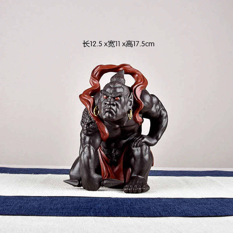 Yixing Sculpture Home Decoration Two Guardians of Ham and Ha Tea Ornaments Chinese Traditional Character God Beast Lingyuan Mine